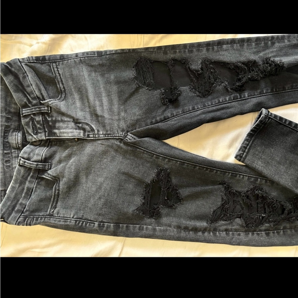 Distressed Black Denim Jeans